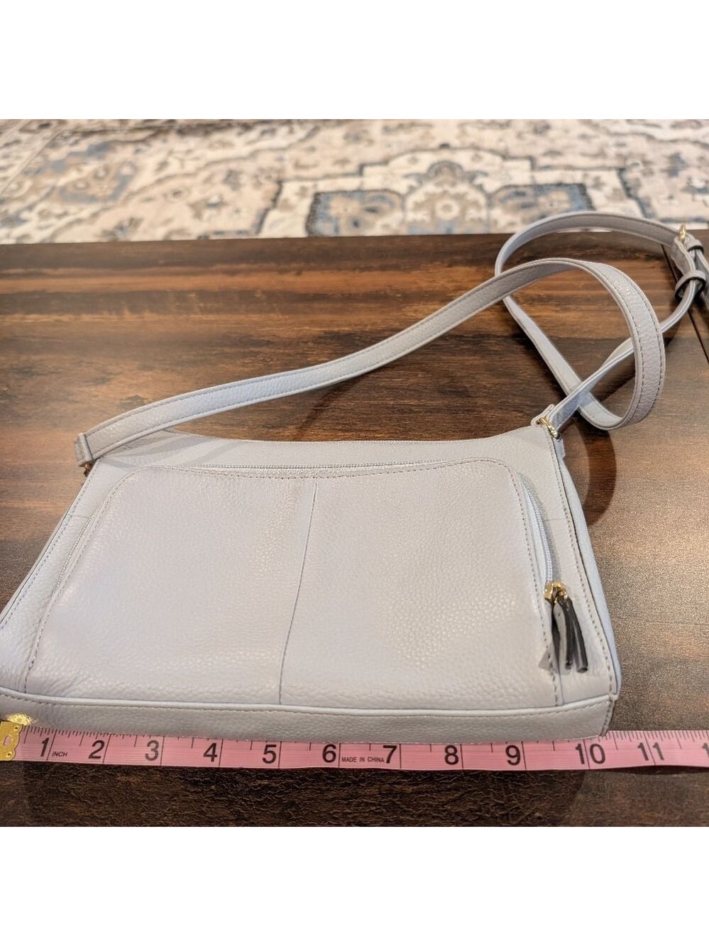 Tignanello Crossbody Genuine Leather Bag , Blue gray , Numerous Compartments,GUC - Picture 7 of 9